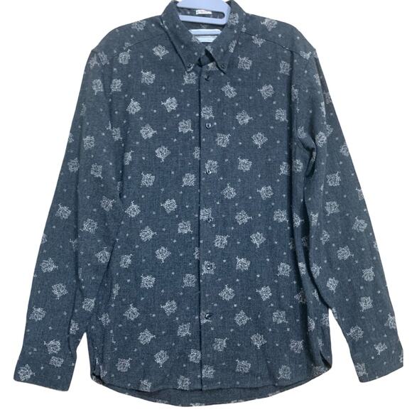 THESE GLORY DAYS Black "ASH" LS Button Down Shirt Heavy Weight Scandinavia Sz L - Picture 1 of 13